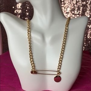 Gold Safety Pin Necklace
